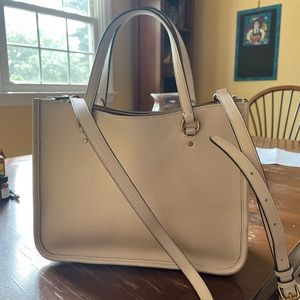 Ivory leather Coach bag with detachable strap